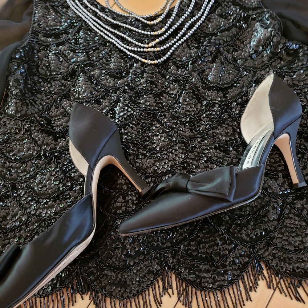 Vintage black beaded sequins blouse
